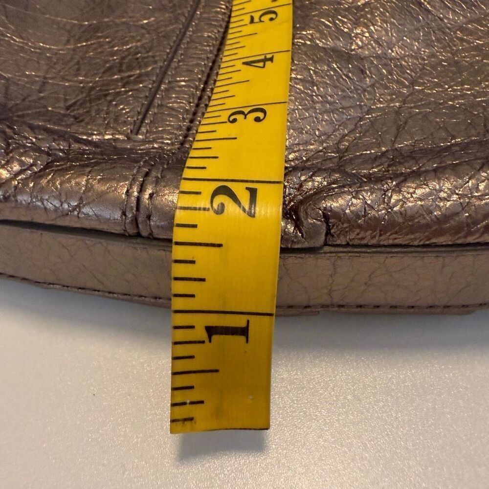 Brighton Zoe Metallic Bronze Crinkle Leather Crossbody Bag - Picture 13 of 16